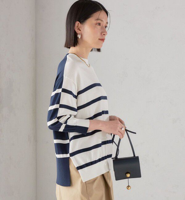 SHIPS for women「SHIPS Primary Navy Label:SEAISLAND コットン ボーダー TEE」|ニット・セーター|