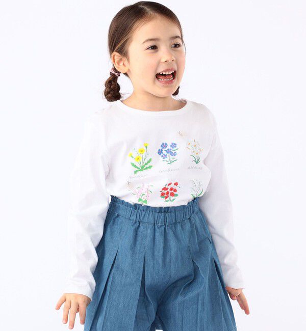 SHIPS KIDS「SHIPS KIDS:100～130cm / フラワー ブック 長袖 TEE」|Tシャツ・カットソー|オフホワイト