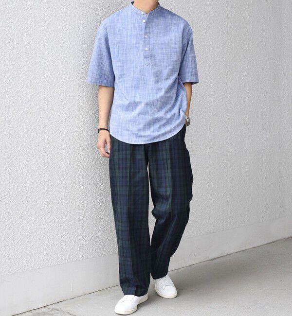 SHIPS any「SHIPS any: BEZ TEXTILE マルチカラー ストライプ/ソリッド バンドカラー プルオーバー シャツ◇」|シャツ・ブラウス|