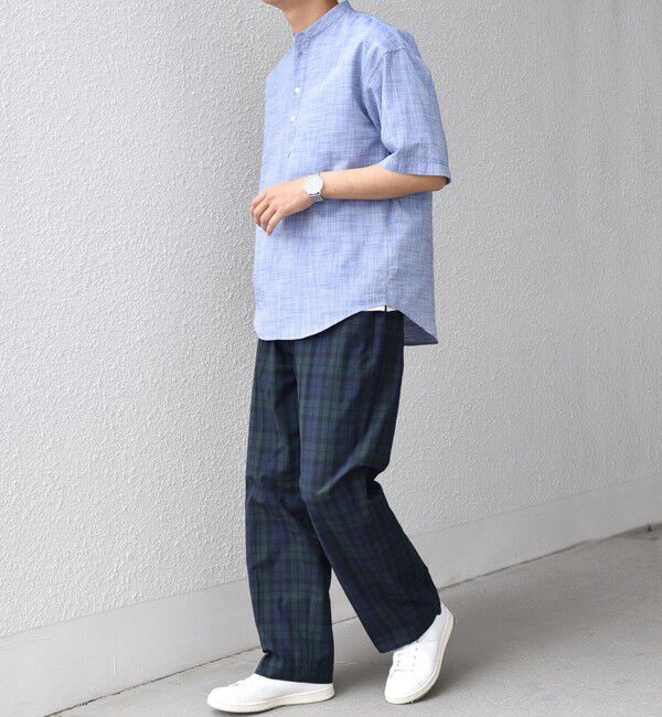 SHIPS any「SHIPS any: BEZ TEXTILE マルチカラー ストライプ/ソリッド バンドカラー プルオーバー シャツ◇」|シャツ・ブラウス|