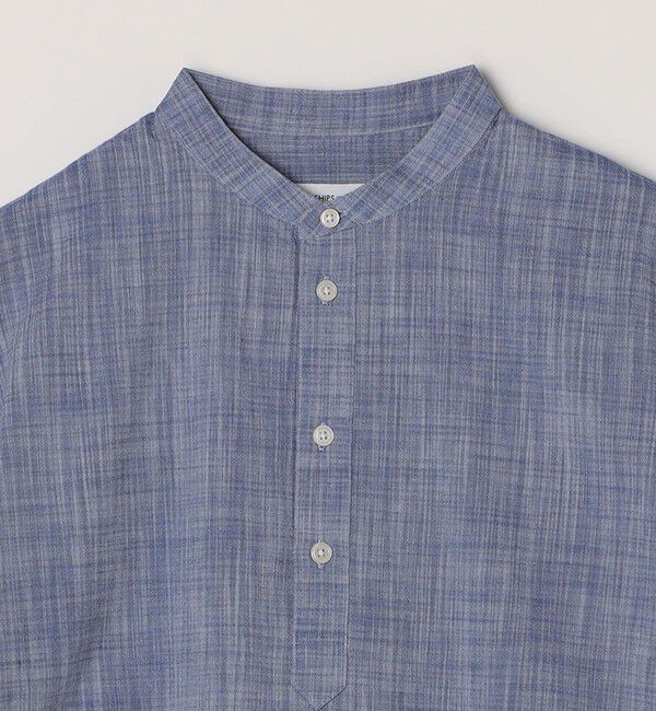 SHIPS any「SHIPS any: BEZ TEXTILE マルチカラー ストライプ/ソリッド バンドカラー プルオーバー シャツ◇」|シャツ・ブラウス|