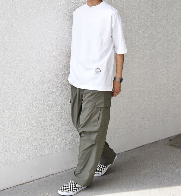 SHIPS any「SHIPS any: オーガニック コットン ワンポイント ロゴ プリント&times;刺繍 スピンドル Tシャツ◇」|Tシャツ・カットソー|