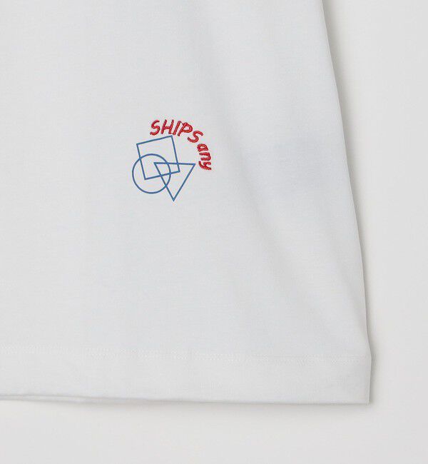 SHIPS any「SHIPS any: オーガニック コットン ワンポイント ロゴ プリント&times;刺繍 スピンドル Tシャツ◇」|Tシャツ・カットソー|