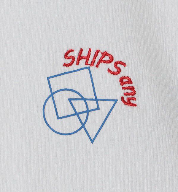 SHIPS any「SHIPS any: オーガニック コットン ワンポイント ロゴ プリント&times;刺繍 スピンドル Tシャツ◇」|Tシャツ・カットソー|