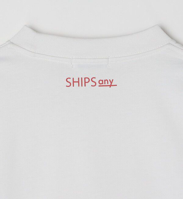 SHIPS any「SHIPS any: オーガニック コットン ワンポイント ロゴ プリント&times;刺繍 スピンドル Tシャツ◇」|Tシャツ・カットソー|