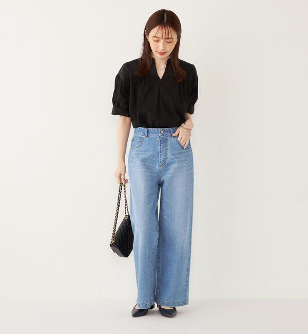 SHIPS Colors 「SHIPS Colors:〈手洗い可能〉ハイツイスト コンビ スキッパー プルオーバー」|Tシャツ・カットソー|