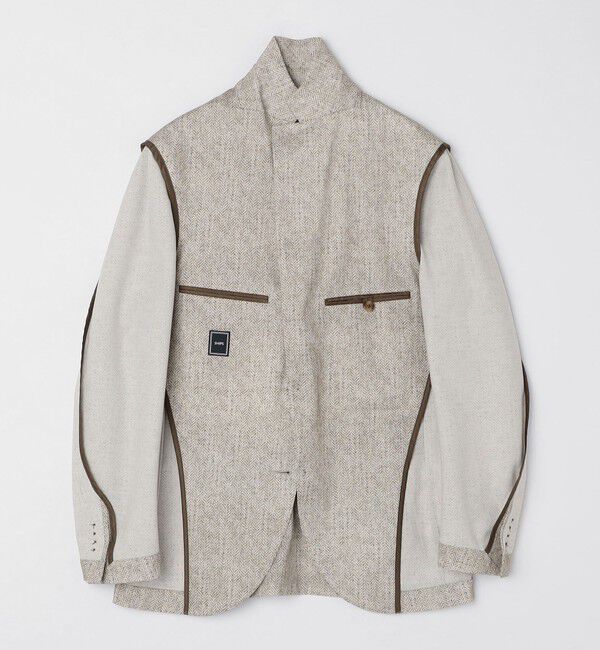 SHIPS「SHIPS: ジャージー ヘリンボーン プリント ライト ジャケット」|テーラードジャケット|