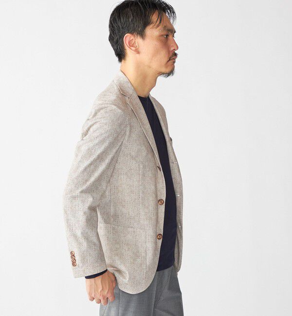 SHIPS「SHIPS: ジャージー ヘリンボーン プリント ライト ジャケット」|テーラードジャケット|