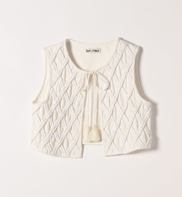 SHIPS any「bon_meur:〈手洗い可能〉ロープ編み コットン コンパクト フリンジ ベスト」|ベスト・ジレ|