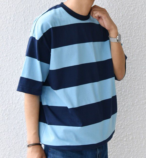 SHIPS any「SHIPS any: ワイド カラー ボーダー スピンドル Tシャツ◇」|Tシャツ・カットソー|ブルー