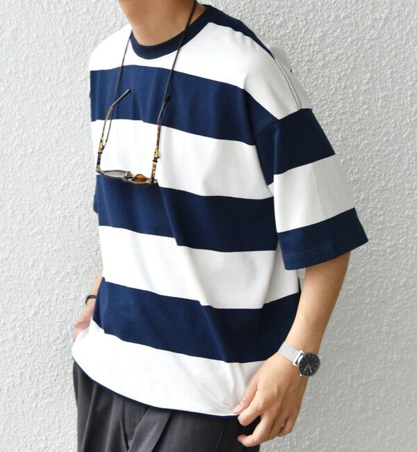 SHIPS any「SHIPS any: ワイド カラー ボーダー スピンドル Tシャツ◇」|Tシャツ・カットソー|