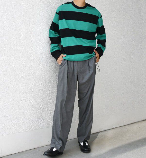 SHIPS any「SHIPS any: ワイド カラー ボーダー スピンドル Tシャツ (ロンT)◇」|Tシャツ・カットソー|