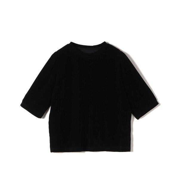 SHIPS Colors 「SHIPS Colors:〈手洗い可能〉フロッキー メッシュ 5分袖 トップス」|Tシャツ・カットソー|ブラック