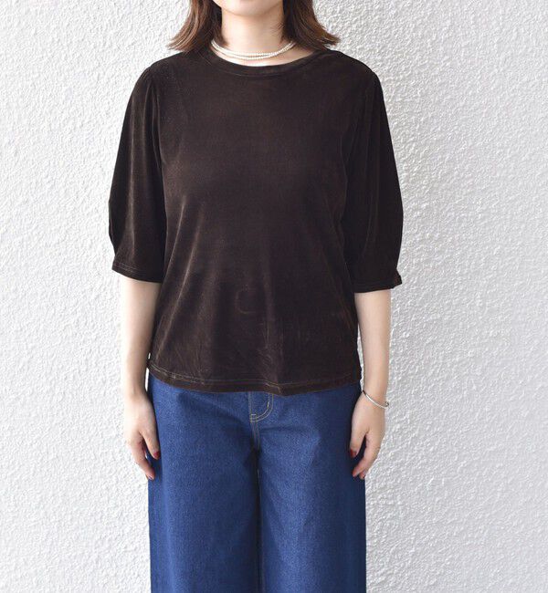SHIPS Colors 「SHIPS Colors:〈手洗い可能〉フロッキー メッシュ 5分袖 トップス」|Tシャツ・カットソー|