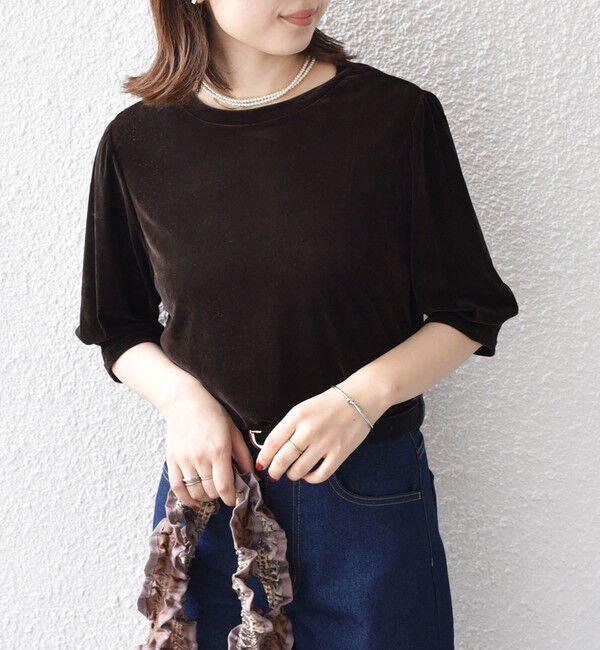 SHIPS Colors 「SHIPS Colors:〈手洗い可能〉フロッキー メッシュ 5分袖 トップス」|Tシャツ・カットソー|