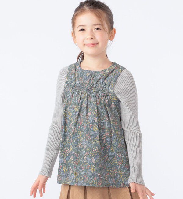 SHIPS KIDS「SHIPS KIDS:100～130cm / コーデュロイ リブ レイヤード トップス」|シャツ・ブラウス|ブルー系