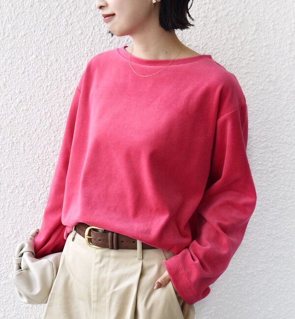 SHIPS for women「〈手洗い可能〉コットン ベロア ボートネック ロング スリーブ プルオーバー」|Tシャツ・カットソー|