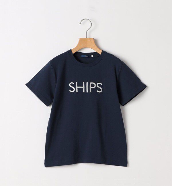 SHIPS KIDS「SHIPS KIDS:80～90cm / SHIPS ロゴ 半袖Tシャツ」|Tシャツ・カットソー|ネイビー
