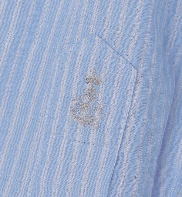 SHIPS「GUY ROVER: コットン リネン ダブル ストライプ ワンピース カラー シャツ」|シャツ・ブラウス|