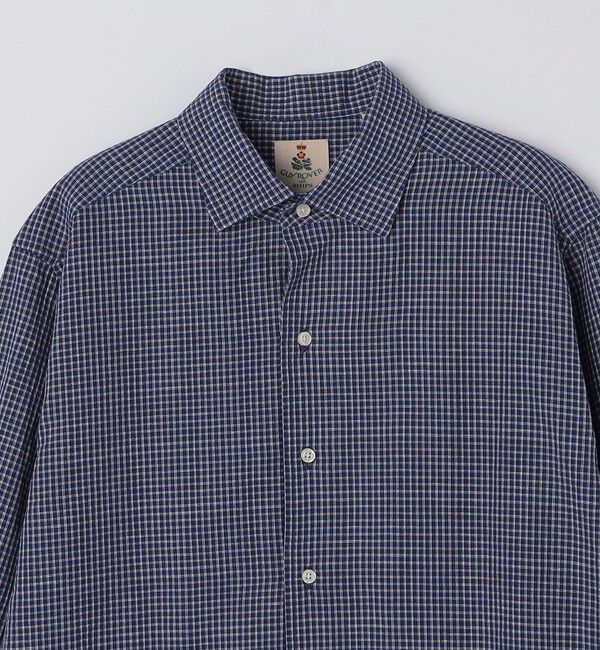 SHIPS「GUY ROVER: コットン リネン マイクロチェック ワンピース カラー シャツ」|シャツ・ブラウス|