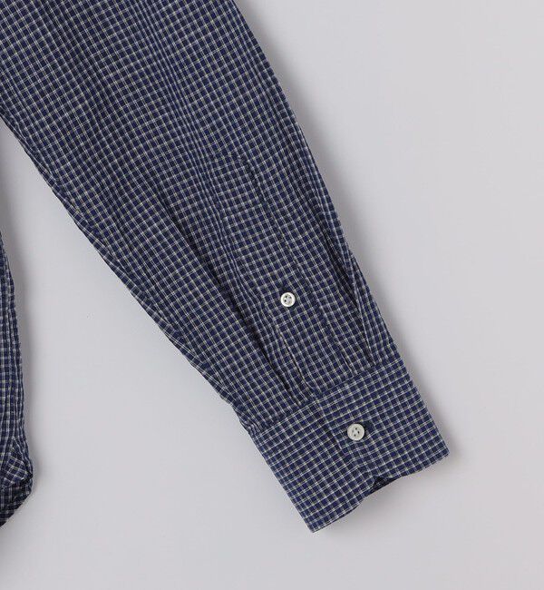 SHIPS「GUY ROVER: コットン リネン マイクロチェック ワンピース カラー シャツ」|シャツ・ブラウス|