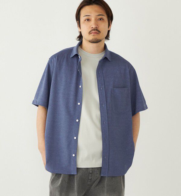 SHIPS Colors 「《予約》SHIPS Colors:〈吸水速乾・洗濯機可能〉シアー カノコ ショートスリーブ シャツ◆」|シャツ・ブラウス|ブルー