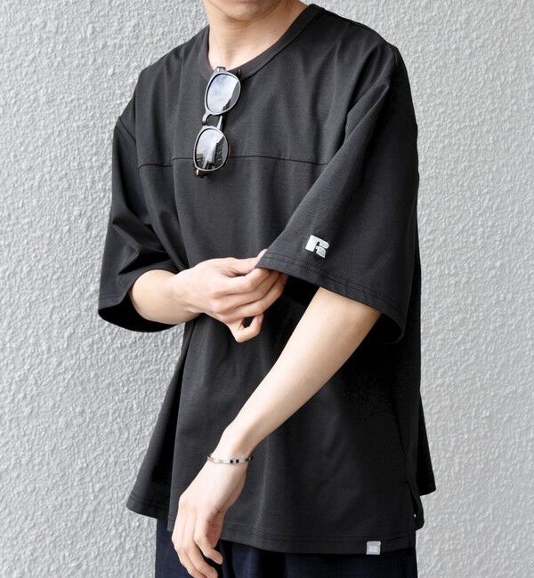 SHIPS any「【SHIPS any別注】RUSSELL ATHLETIC:〈吸水速乾/抗菌防臭〉Dri-Power(R) フットボール Tシャツ◆」|Tシャツ・カットソー|ダークグレー