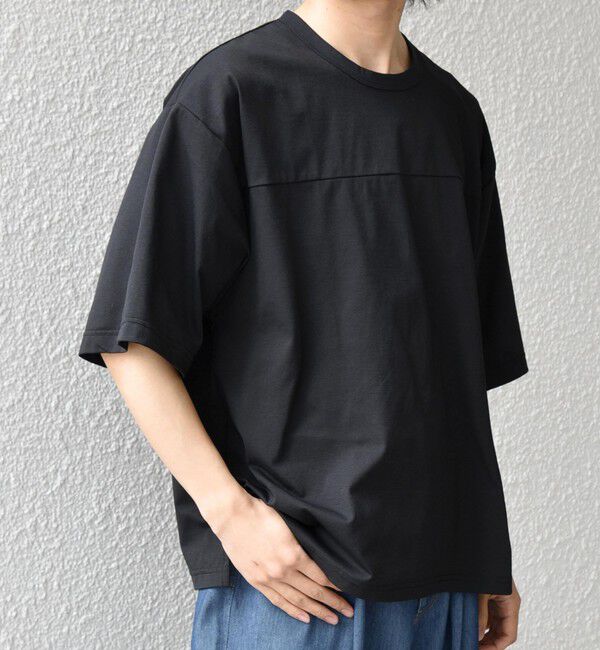 SHIPS any「【SHIPS any別注】RUSSELL ATHLETIC:〈吸水速乾/抗菌防臭〉Dri-Power(R) フットボール Tシャツ◆」|Tシャツ・カットソー|ブラック