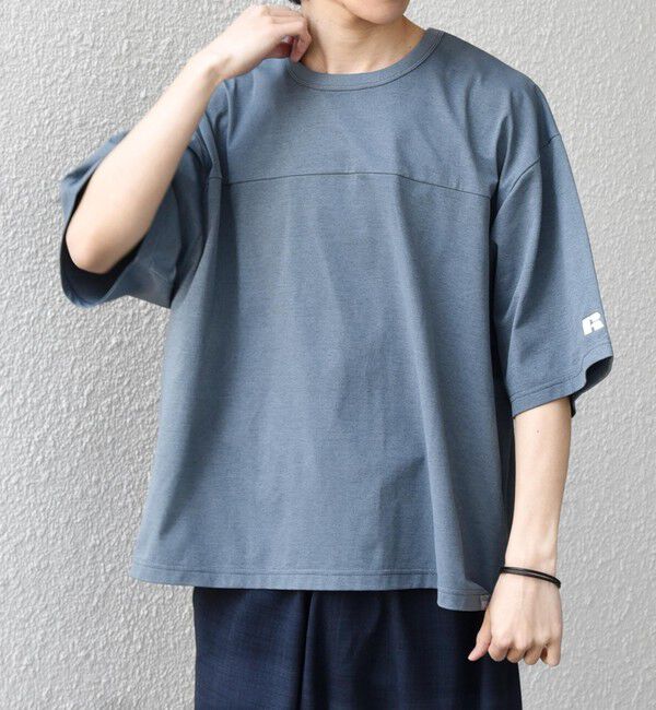 SHIPS any「【SHIPS any別注】RUSSELL ATHLETIC:〈吸水速乾/抗菌防臭〉Dri-Power(R) フットボール Tシャツ◆」|Tシャツ・カットソー|ライトブルー