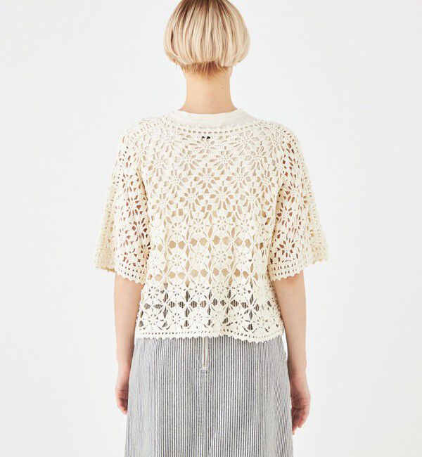 MACPHEE「モチーフクロシェット ハーフスリーブカーディガン」|カーディガン|