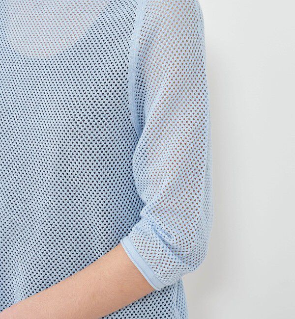 GALERIE VIE「クレープコットンメッシュ クルーネックプルオーバー」|ニット・セーター|