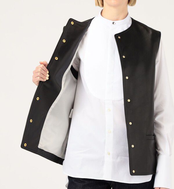 TOMORROWLAND BUYING WEAR「CINQUANTA METAL BUTTON レザーベスト」|ベスト・ジレ|