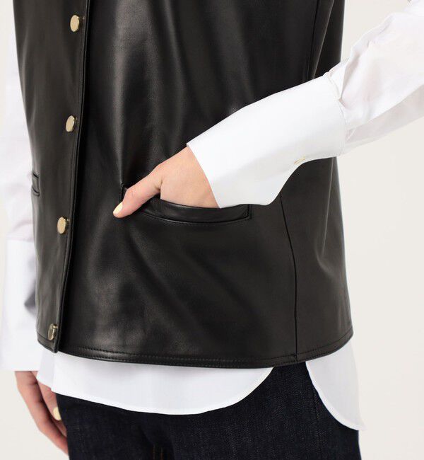 TOMORROWLAND BUYING WEAR「CINQUANTA METAL BUTTON レザーベスト」|ベスト・ジレ|