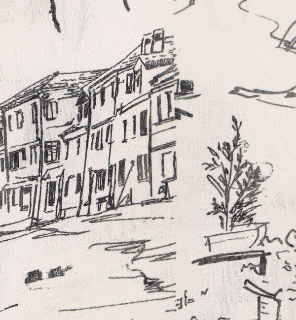 GALERIE VIE「LandScapeシルクストレッチ スタンドネックボックスシャツ」|シャツ・ブラウス|