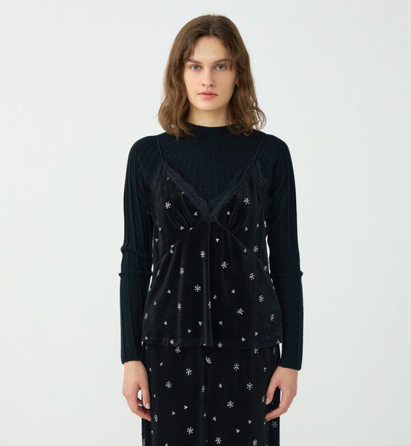 Ballsey「メッシュベロアエンブロイダリー キャミソールブラウス」|キャミソール|