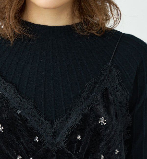 Ballsey「メッシュベロアエンブロイダリー キャミソールブラウス」|キャミソール|