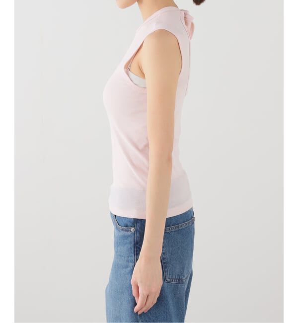 IENA LA BOUCLE「babaco/ババコ cotton back tied sleeve tee BA01-CR77」|Tシャツ・カットソー|