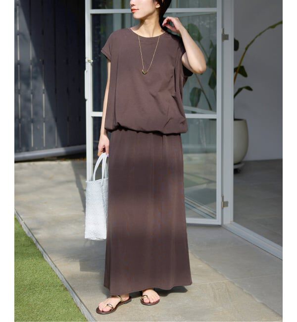 SLOBE IENA「《2枚セット/予約》ニュアンスカットソー&times;ナロースカートセットアップ」|Tシャツ・カットソー|ブラウン