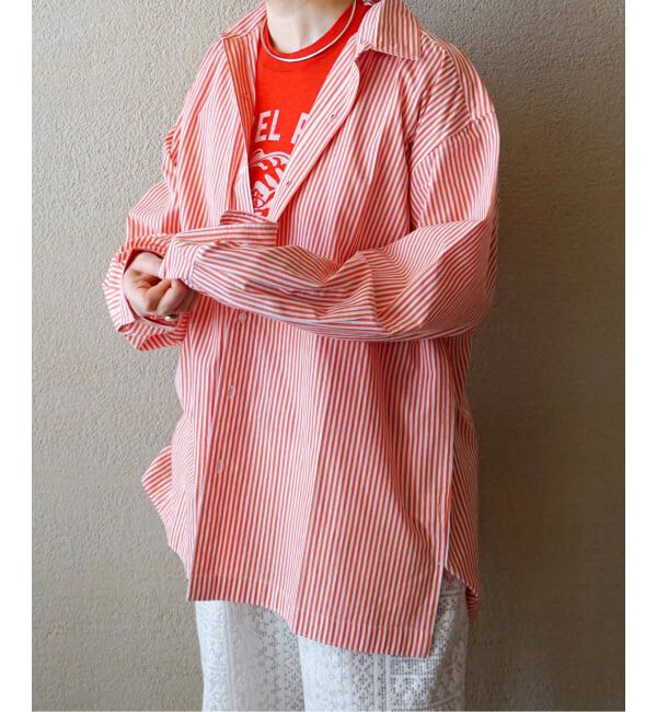 journal standard luxe「【VAS-Y LENTEMENT】 POPLIN STRIPE REGULAR COL」|シャツ・ブラウス|オレンジ