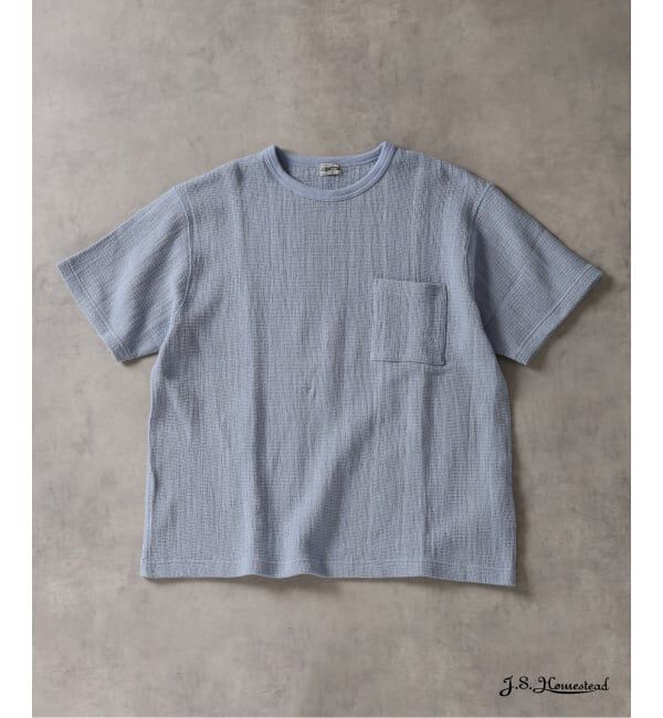 J.S.Homestead「《予約》J.S.Homestead / レノ メッシュ ファブリック ポケット Tシャツ」|Tシャツ・カットソー|サックスブルー