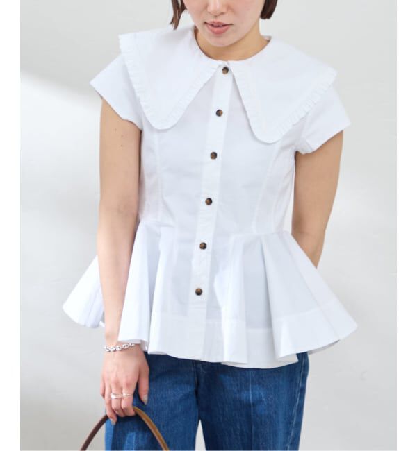 U by SPICK&SPAN「GANNI / ガニー Stretch Cotton Peter Pan Collar Sh」|シャツ・ブラウス|ホワイト
