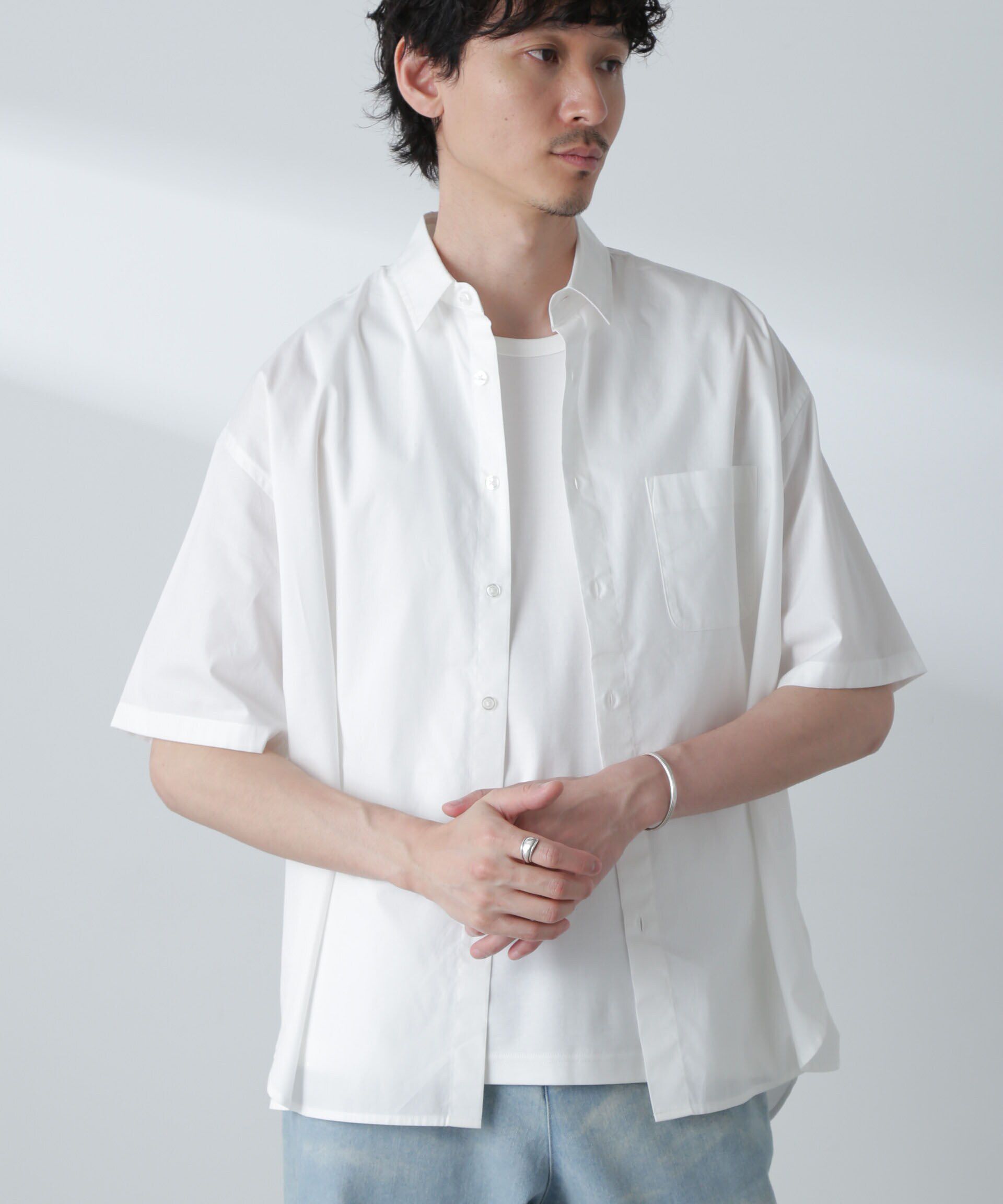 nano･universe「BIGシャンブレーシャツ 半袖」|シャツ・ブラウス|