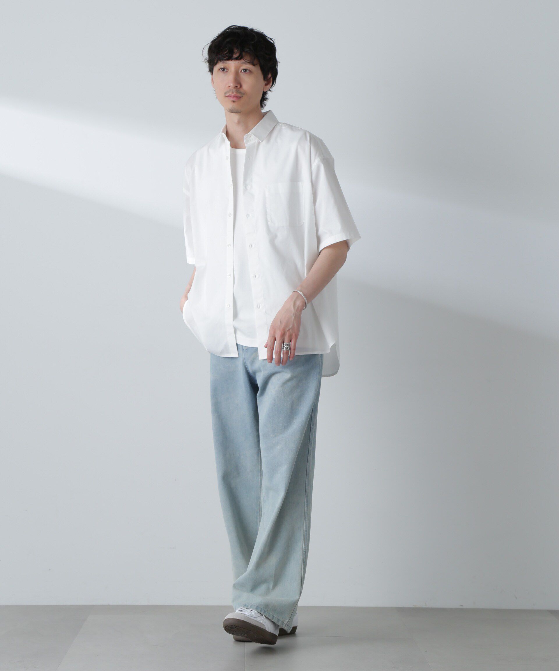 nano･universe「BIGシャンブレーシャツ 半袖」|シャツ・ブラウス|