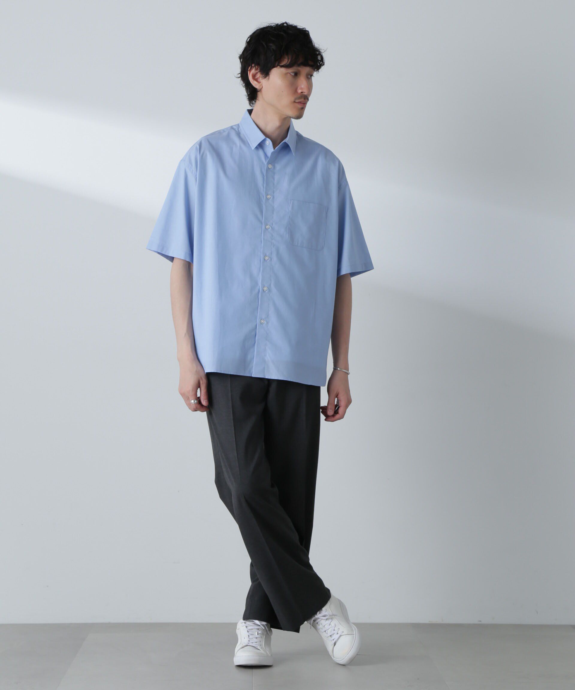 nano･universe「BIGシャンブレーシャツ 半袖」|シャツ・ブラウス|