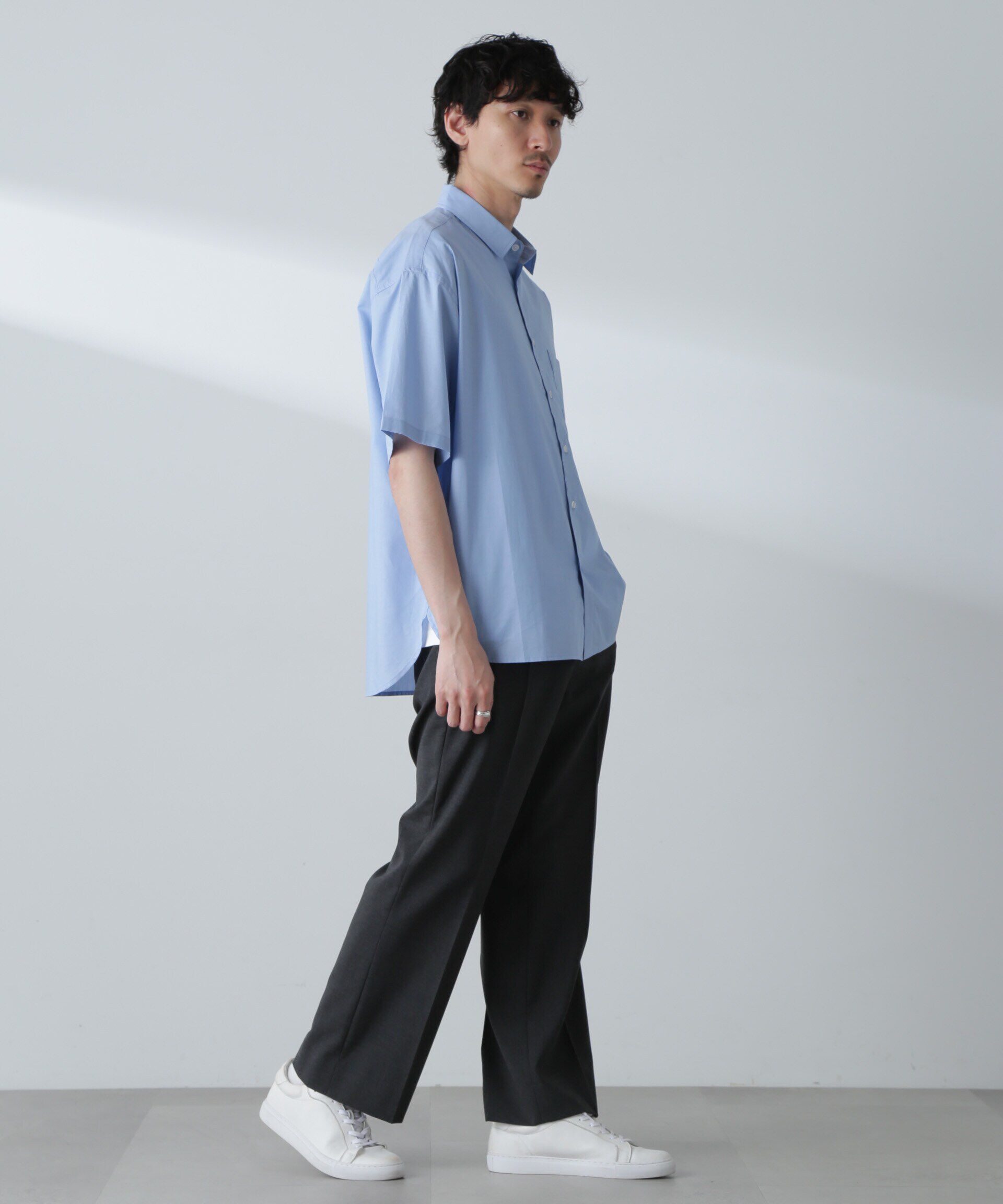 nano･universe「BIGシャンブレーシャツ 半袖」|シャツ・ブラウス|