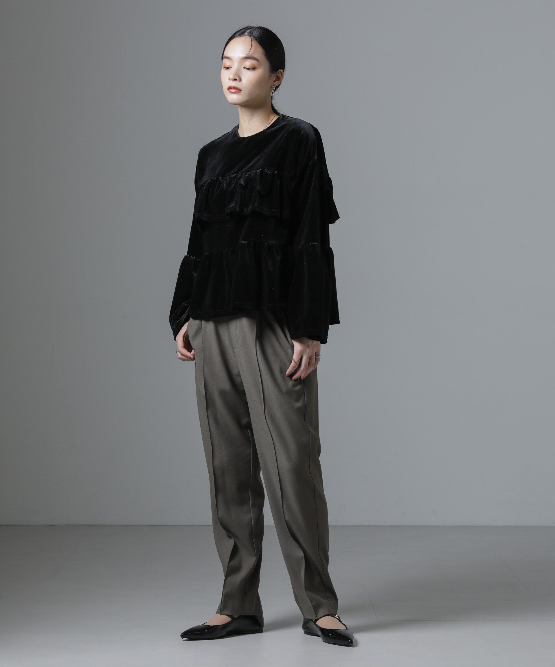 nano･universe「ベロアフリルカットブラウス」|Tシャツ・カットソー|