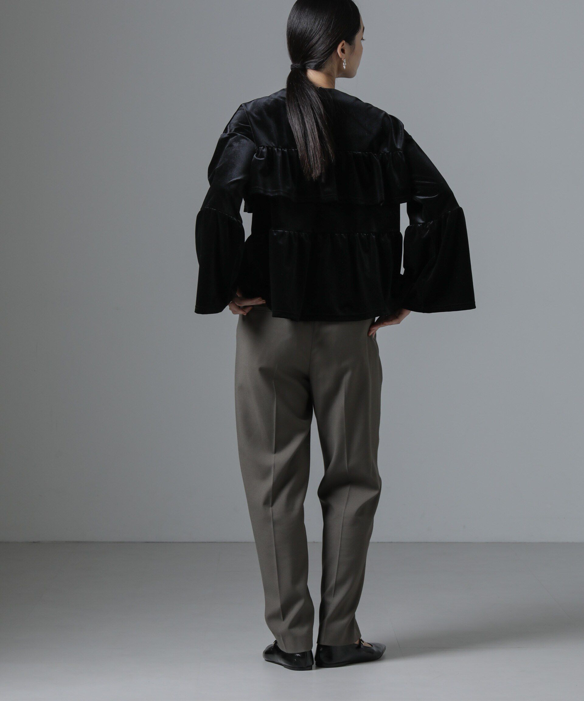 nano･universe「ベロアフリルカットブラウス」|Tシャツ・カットソー|