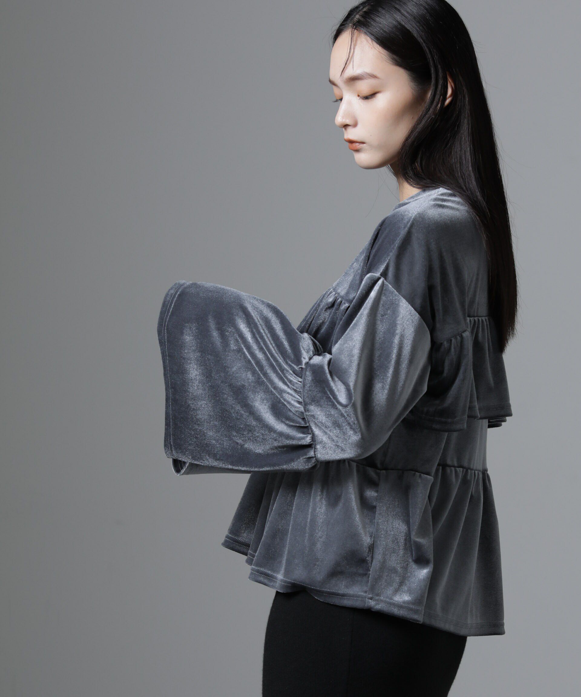 nano･universe「ベロアフリルカットブラウス」|Tシャツ・カットソー|