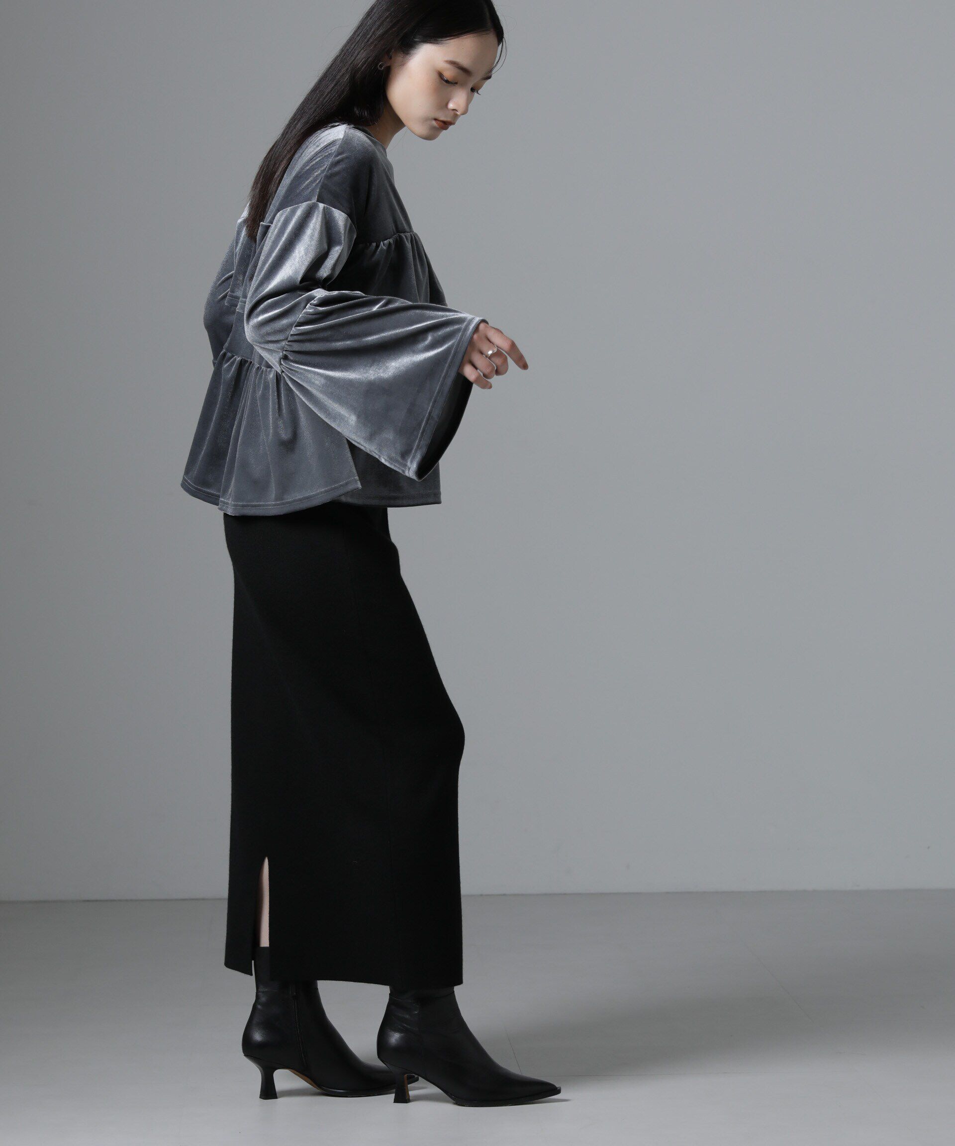 nano･universe「ベロアフリルカットブラウス」|Tシャツ・カットソー|