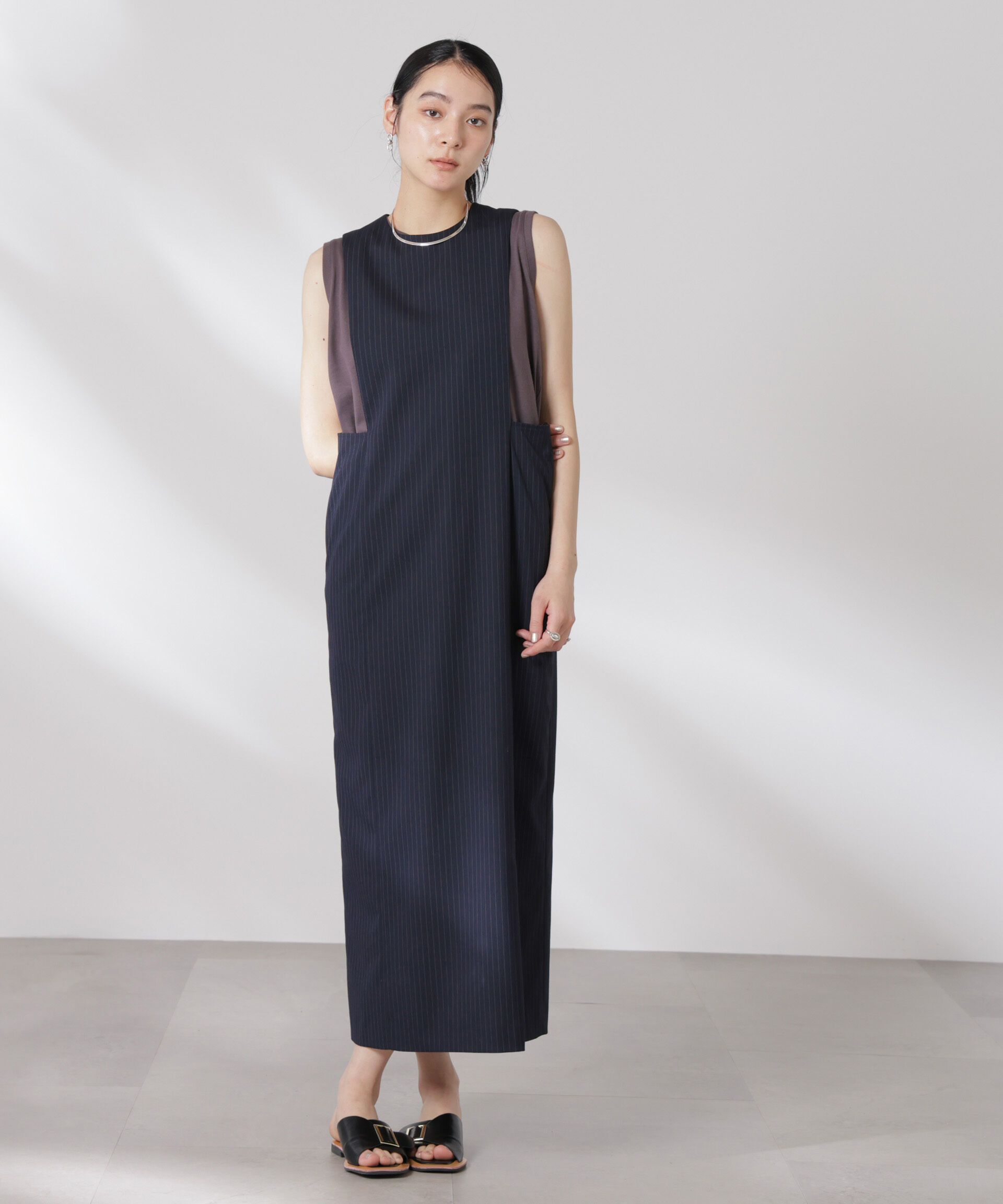 nano･universe「サイドオープンエプロンワンピース」|ワンピース|